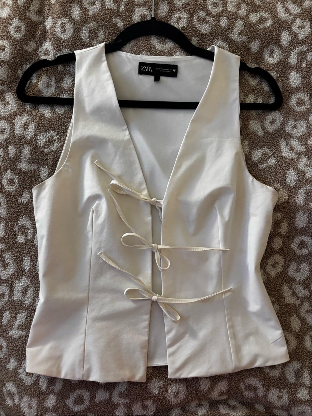 Zara White Tie-Front Sleeveless Vest Top
